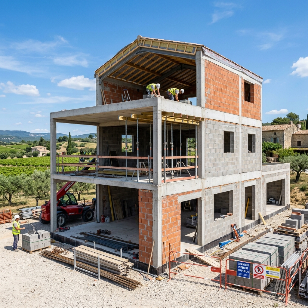 Chantier de maçonnerie en cours par K.L.C.